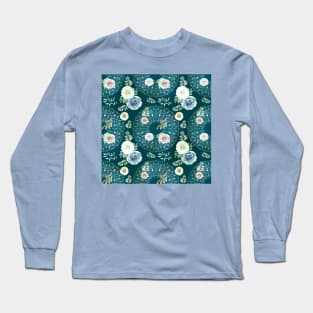 Spring Mandalas and Roses Teal Long Sleeve T-Shirt